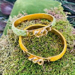 Vintage Pair Mannelli ITALY 24K GP Leather Bangles